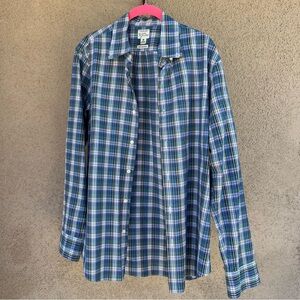 J.Crew Men’s Button Down Long Sleeve Plaid Shirt in Classic Medium with pocket